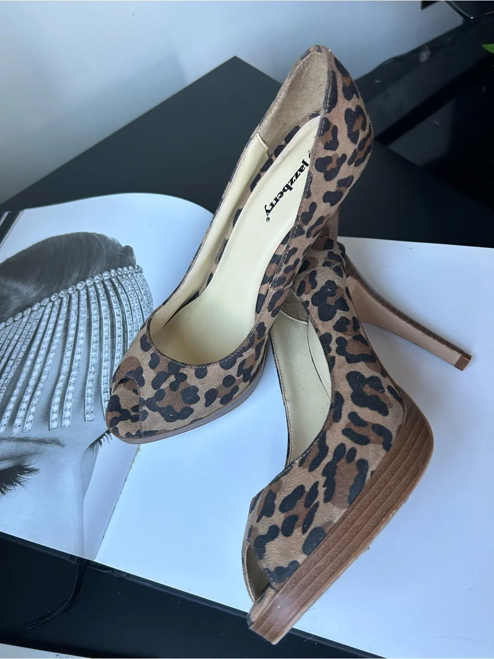 Leopard Print Peep-Toe Pumps - Brown/Black Jazzberyy 9 Leopard Print Platform Hi